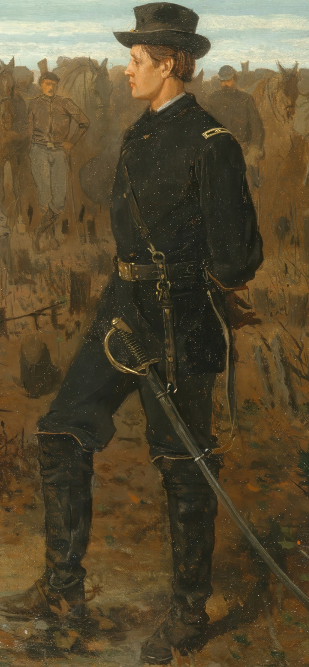 Union officer facing the prisoners detail from Prisoners from the Front by Winslow Homer